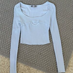 Urban Outfitters Sky Blue Ribbed Long Sleeve Top
